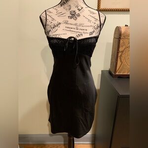 Urban Outfitters Black satin mini dress XS